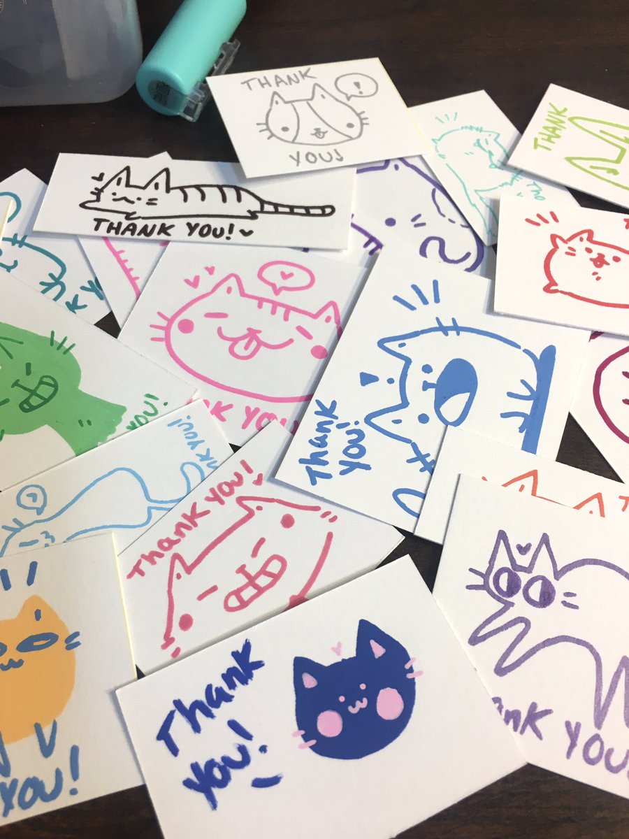 Making some goofy little thank you doodles for shop orders ?? 