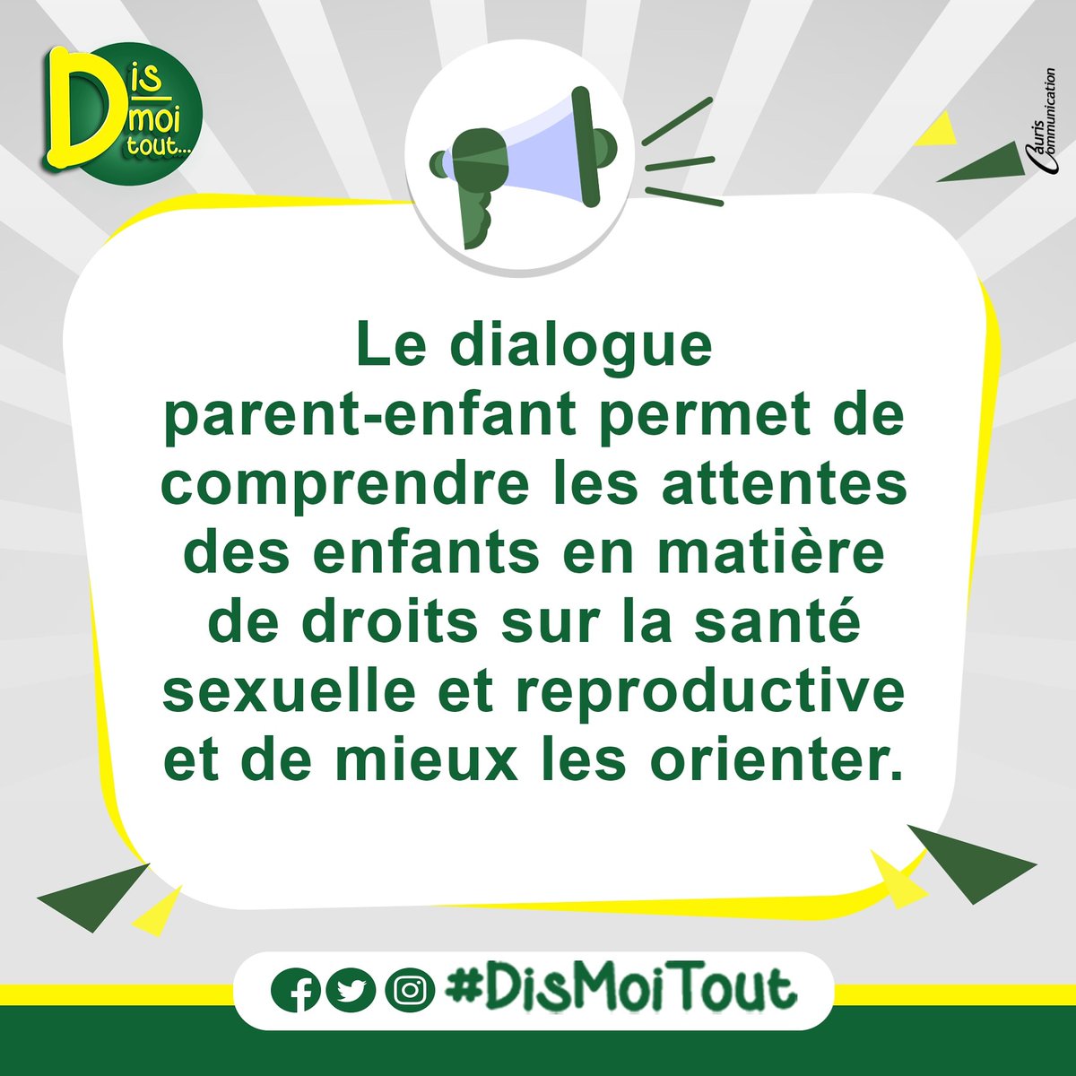 Une discussion autour de la santé sexuelle et reproductive en famille est toujours la bienvenue pour aider les enfants à mieux comprendre et à prendre les meilleures décisions. 
#DisMoiTout #info 
<a href="/_JeVeuxSavoir/">#JeVeuxSavoir</a> <a href="/SOSJD_asso/">SOS Jeunesse & Défis</a> <a href="/OngAsmade/">ONG ASMADE</a> <a href="/mmf_anbf/">MMF/ANBF</a> <a href="/OnDoitAgir/">On Doit Agir</a> <a href="/ScoutsBenin/">Scoutisme Béninois</a>