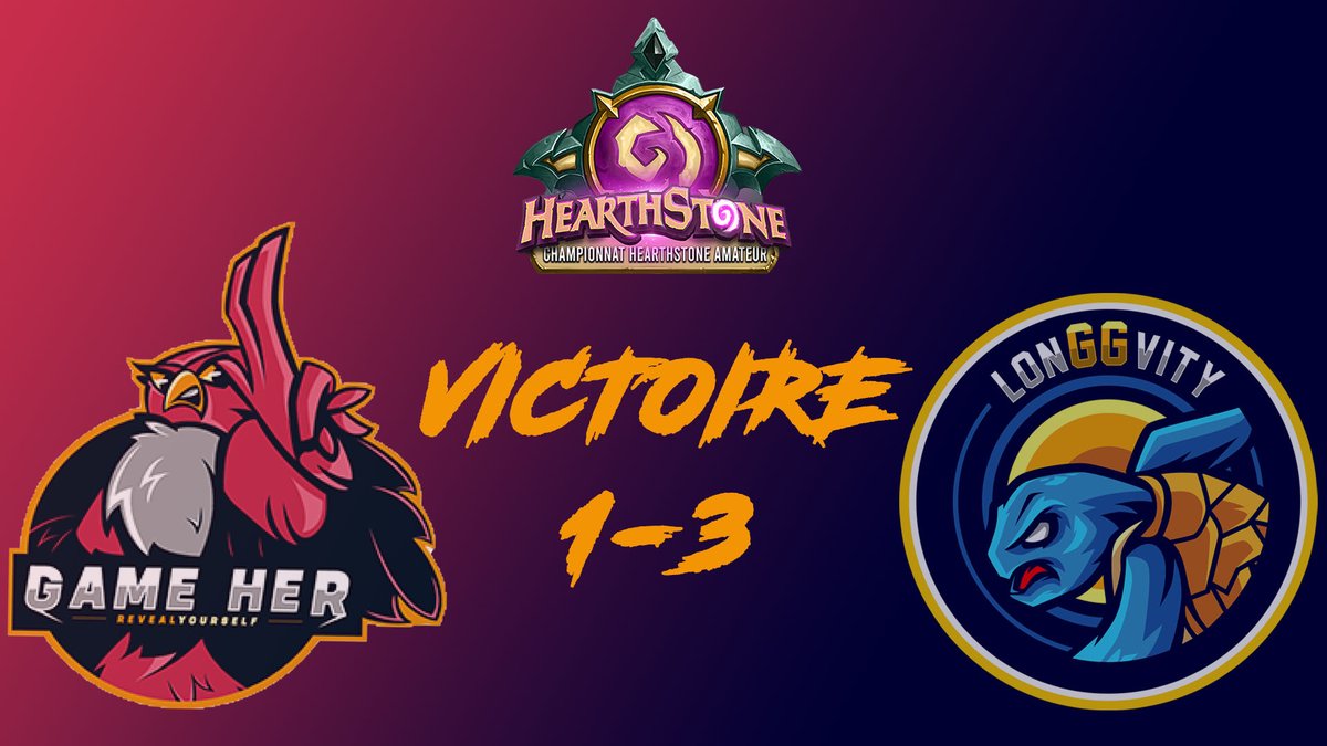 1ère victoire au <a href="/CHAmateur/">Championnat Hearthstone Amateur</a>  face à <a href="/GameHer/">Game'Her</a>✌️!

Félicitations à <a href="/Fosskoush/">Alo / Fosskoush</a> et <a href="/wolwiloreal/">JH Wolwiloreal</a> (pour son retour gagnant à la compétition) 🤩.

On compte pour la deuxième journée 🔥.

💙#blueturtle  #LGG🐢🧡