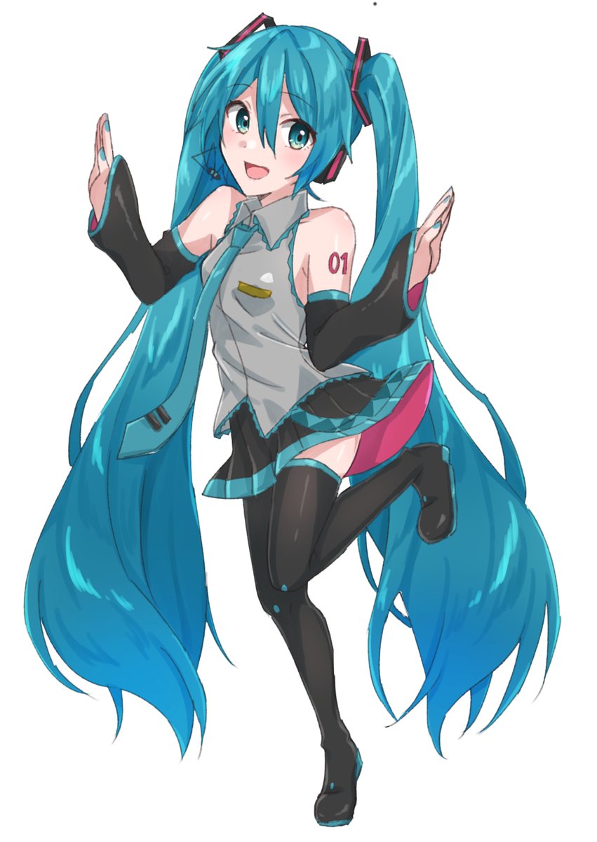 初音ミク 「#ミクの日に手を繋ごう企画2021
@MayoNasubi 
二枚目!デフォミク」|すぽのイラスト