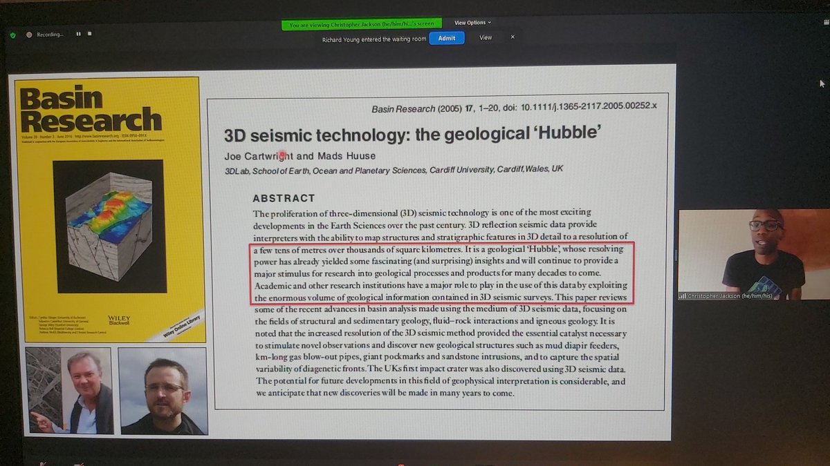 Really insightful talk from @seis_matters on 3D seismic reflection data and its applications today! #universityofliverpool #herdmansymposium2021