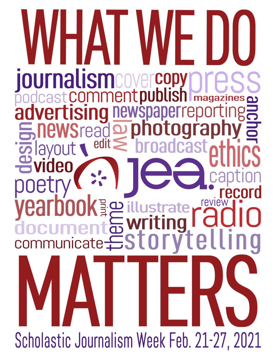 Scholastic Journalism Week starts TODAY following the theme #WhatWeDoMatters! Follow @nationalJEA for all #SJW2021 updates. jea.org/wp/home/news-e…