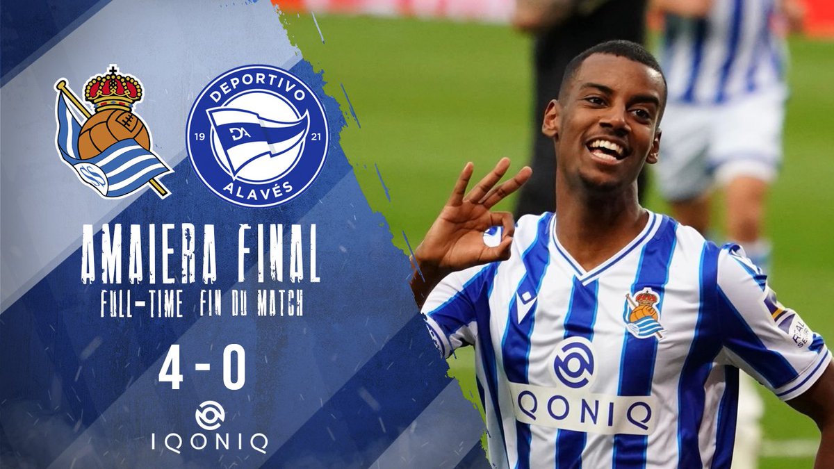 🔚 FINAL! ✅✅✅ Tercera victoria consecutiva en Liga. AUPA REAL!!!

#RealSociedadAlavés | #AurreraReala