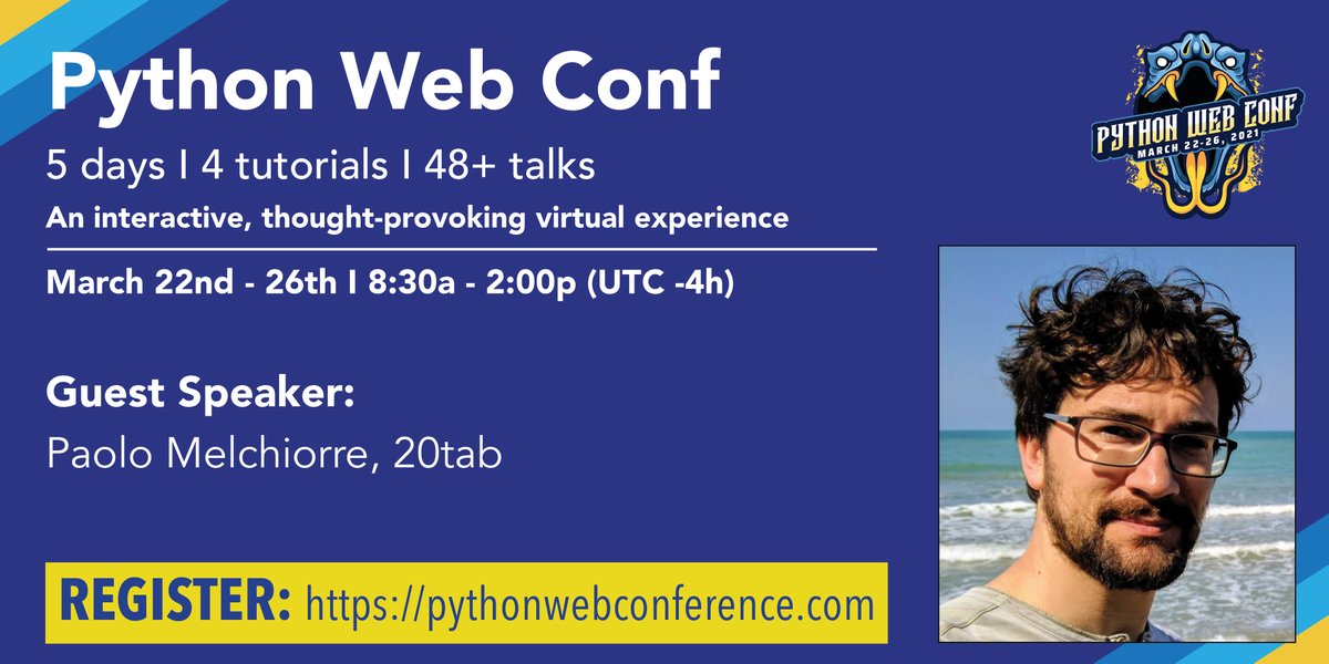 If you're looking to leverage #Django to incorporate maps into your website, CTO of <a href="/20tab/">20tab</a> <a href="/pauloxnet/">Paolo Melchiorre</a> has just the talk for you at #PWC2021. Check it out and grab your tickets here: loom.ly/hjGILow