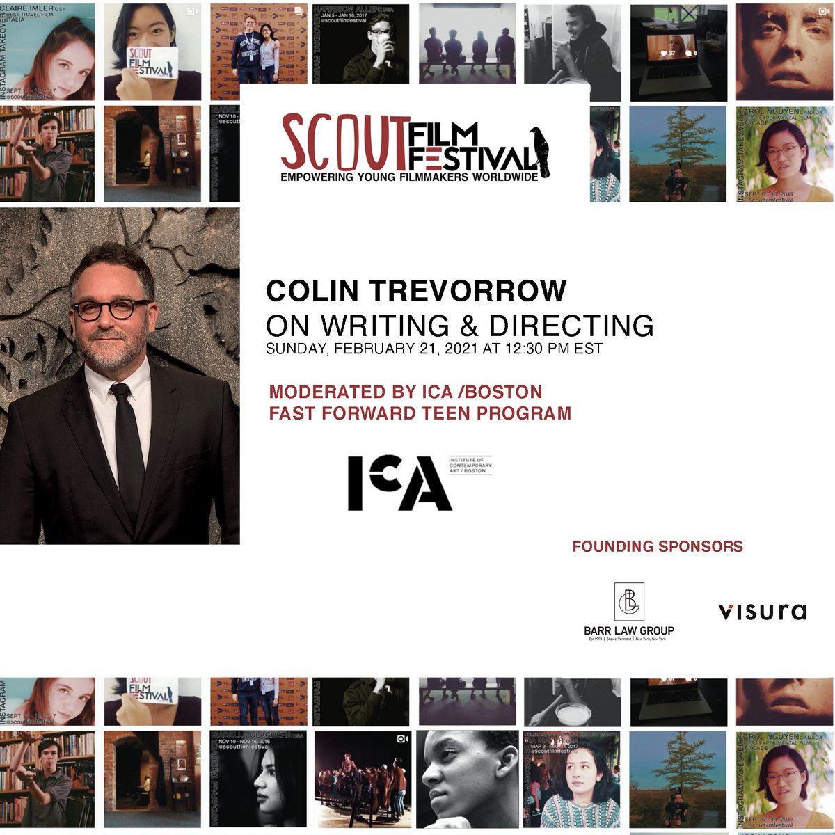 ScoutFilmFest's tweet image. TODAY: 12:30pmEST @icateens @ICAinBOSTON  Fast Forward Film Students in Conversation With @colintrevorrow watch.eventive.org/scoutfilmfesti…