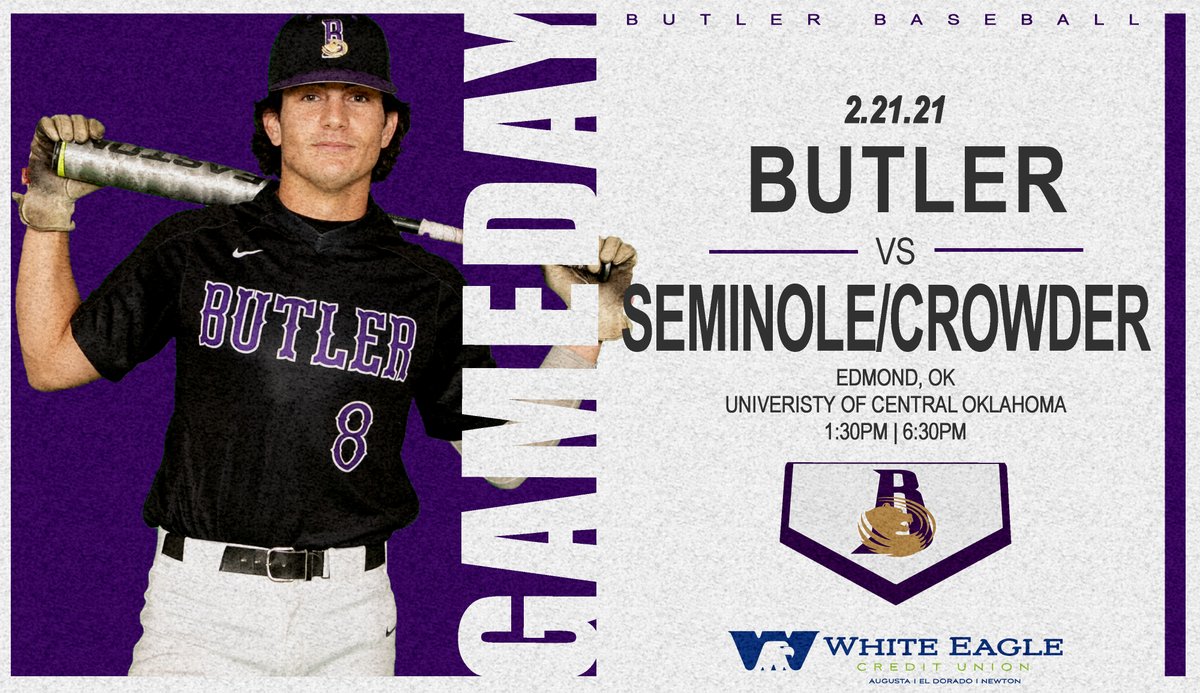 𝐆𝐀𝐌𝐄𝐃𝐀𝐘 💯

✖️ SEASON OPENER
⚾️ <a href="/Buco_Baseball/">Butler Baseball</a> 
📅 Feb. 21, 2021
🆚 Seminole (OK)
⌚️ 1:30pm 
🆚 Crowder (MO)
⌚️ 6:30pm 
📍 Edmond, OK
🏟️ Univ. of Central Oklahoma
📺 butlergrizzlies.com/watchlive
📱 KJCCC Mobile App
📊 bit.ly/2NPQ1zK
#⃣ #buconation