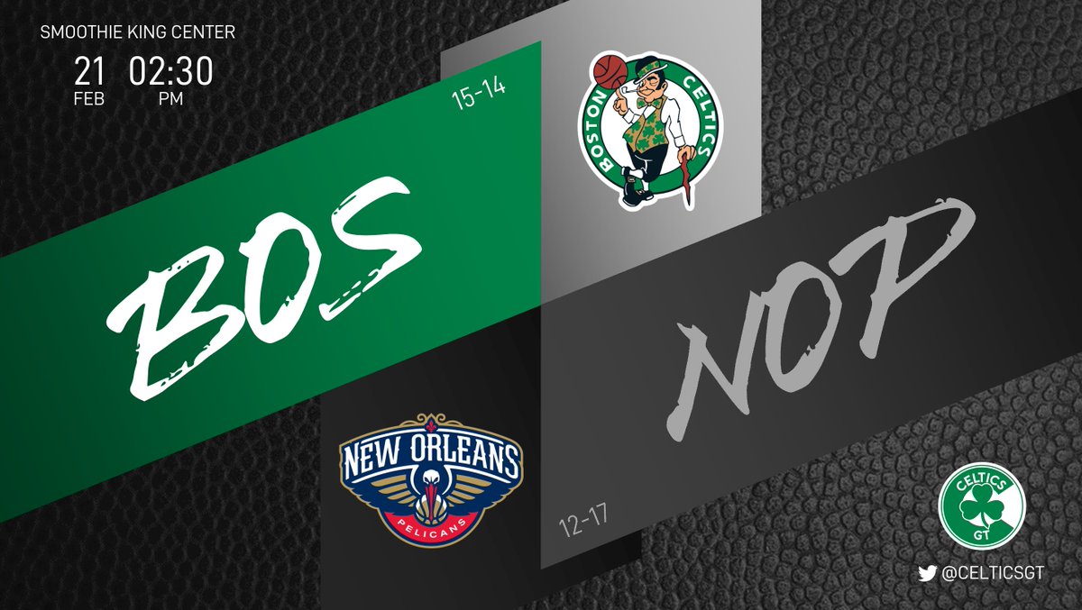 Usualmente los juegos del inicio de la tarde son malos para los Celtics. Esperemos que el hecho que sea televisado ayude a que no hagan un mal papel.
☘ Celtics (15-14)
⚜ Pelicans (12-17)
⏰ 02:30PM
#WholeNewGame #Celtics https://t.co/r6L0c7Yxcq