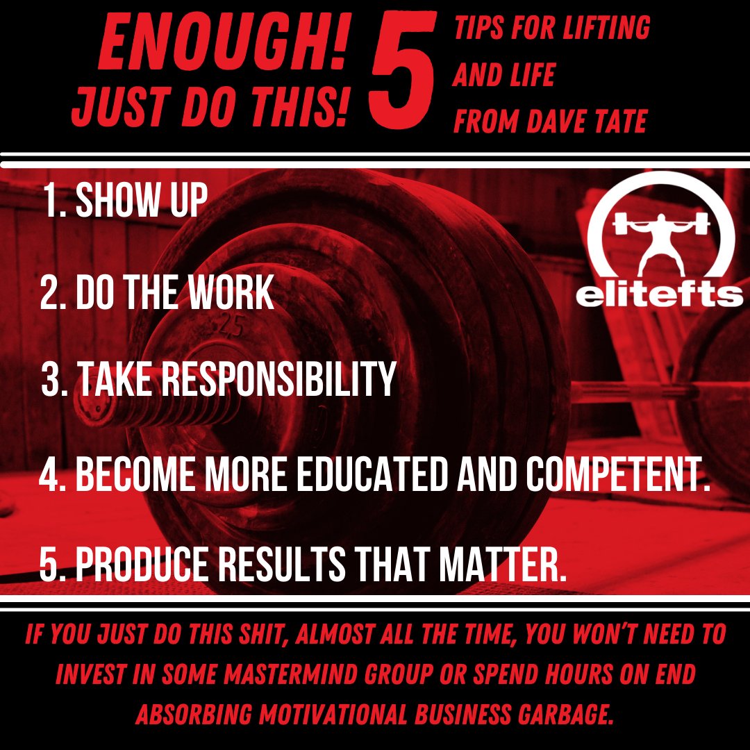 elitefts's tweet photo. STOP falling for stupid gimmicks! Check out these 5 tips from Dave Tate:
https://t.co/SMHnTx8Htt
#enoughbs #nogimmicks #justdoit #getafter #livelearnpasson #elitefts https://t.co/GTeyOdbF25