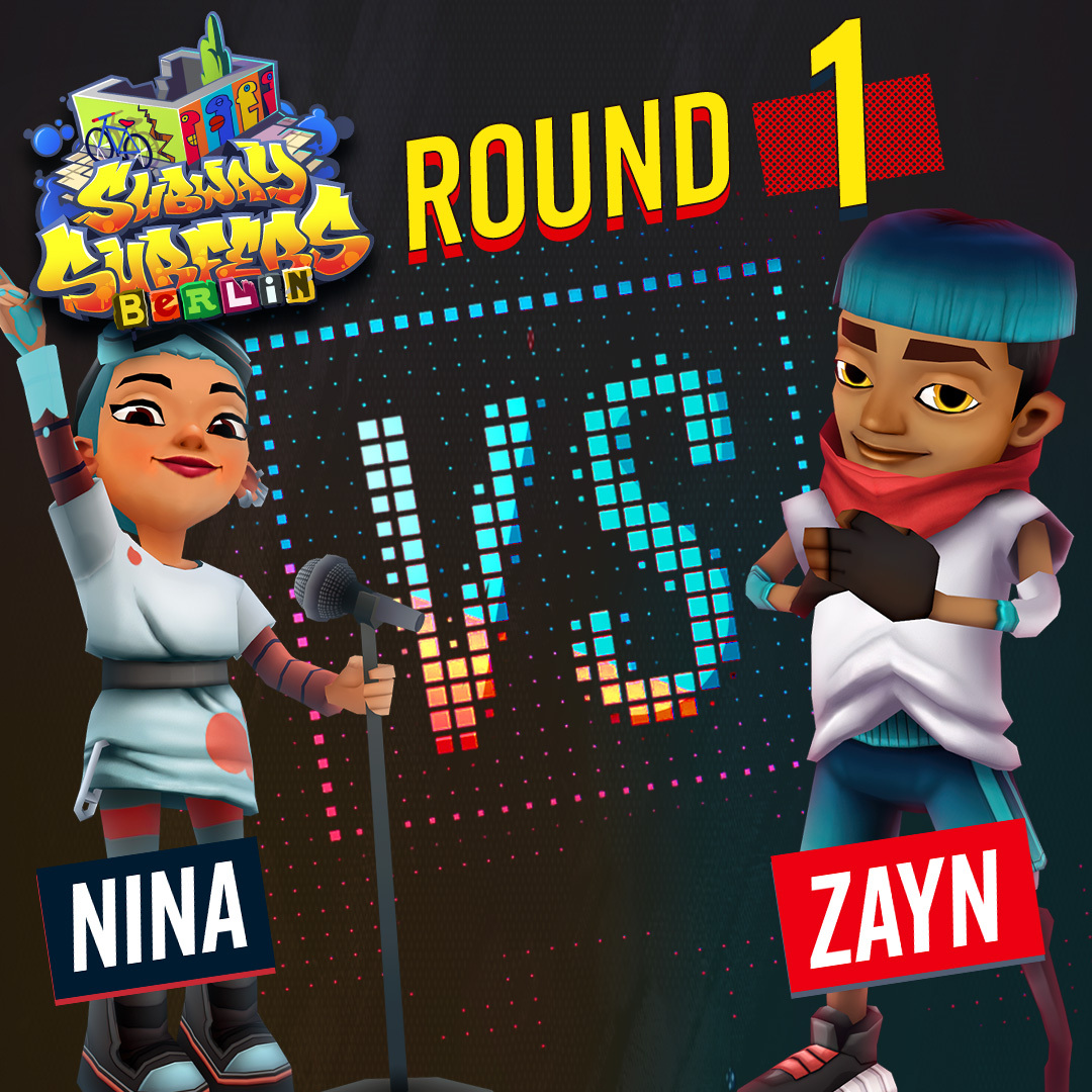 Subway Surfers on X: We're in Berlin! 🐻🎶 Alex and Adam are facing off in  #SubwaySurfers Versus once again! It's Nina with her brand new outfit up  against our new character Zayn!