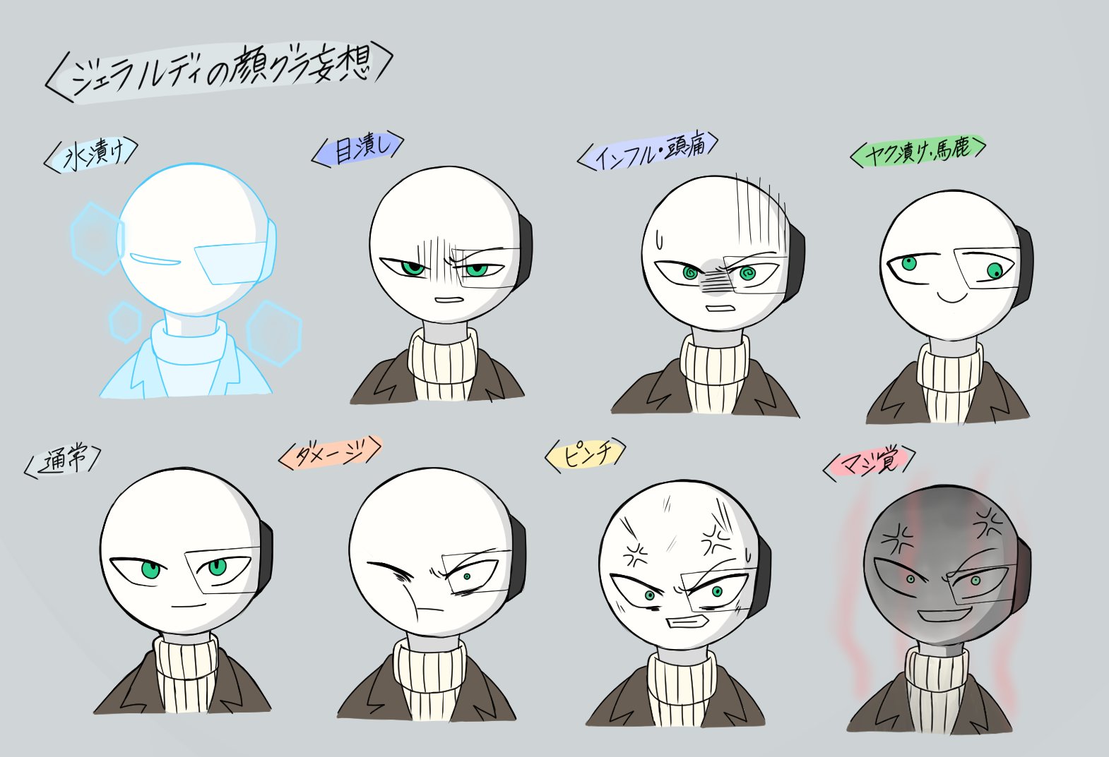 もちもちズッキーニ eachstone ああ とても良いですね 怒りマークがついてるの愛嬌のようなものが感じられてよい 実は私もジェラルがパーティー入りした時の顔グラを妄想してたことがあります笑 これは以前こっそり描いてた絵 T Co