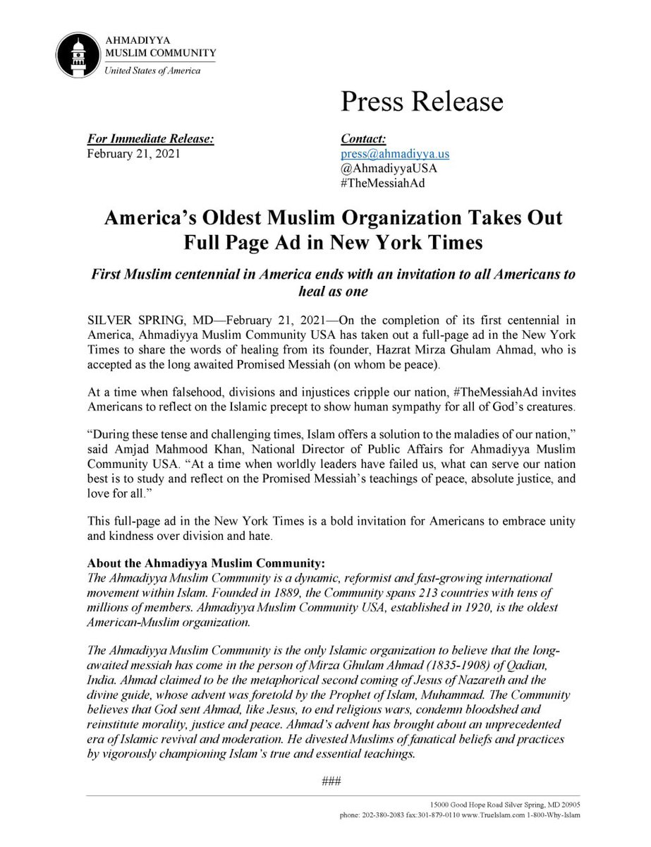 Ahmadiyya Press USA tweet media