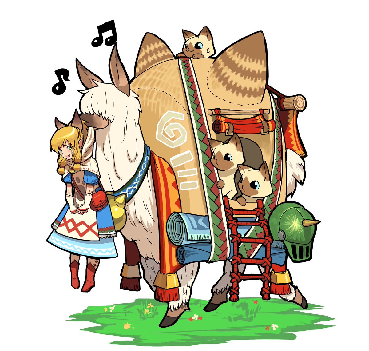 “Oh! We offer a nice warm place to rest! We don’t even have to stop moving while you sleep! Portable bed!”

Just as she said this, her Moofah nabbed her up again.