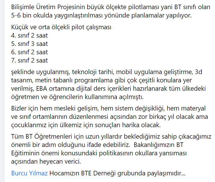 Bilişim Öğretmenleri (@btoplatformu) on Twitter photo BilişimleÜretime BtÖğrtŞart
Bilişimle Üretim projesi için,
Bilişim öğretmeni olmayan her okula en az 1 BİLİŞİM öğretmeni atanmalıdır
Her kademede Bilişim Teknolojileri dersi ZORUNLU olmalıdır.
<a href="/ziyaselcuk/">Ziya Selçuk</a> <a href="/safran1958/">Mustafa SAFRAN</a> <a href="/omerinan06/">Ömer İNAN</a> @demiiryakup <a href="/ukilic3/">Uğur Kılıç</a> <a href="/bdonmez44/">Burhanettin Dönmez</a> BilişimleÜretime BtÖğrtŞart
Bilişimle Üretim projesi için,
Bilişim öğretmeni olmayan her okula en az 1 BİLİŞİM öğretmeni atanmalıdır
Her kademede Bilişim Teknolojileri dersi ZORUNLU olmalıdır.
<a href="/ziyaselcuk/">Ziya Selçuk</a> <a href="/safran1958/">Mustafa SAFRAN</a> <a href="/omerinan06/">Ömer İNAN</a> @demiiryakup <a href="/ukilic3/">Uğur Kılıç</a> <a href="/bdonmez44/">Burhanettin Dönmez</a>