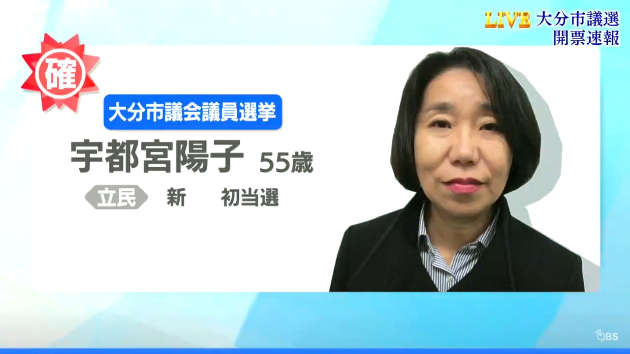 ブルーex こういう全面表示 一昔前のjnn特番っぽい Obs大分放送 票決ライブ 乱選挙 T Co 4jnloftgo0 Twitter