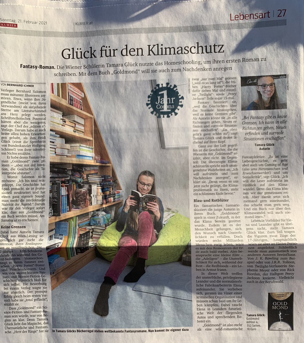 GlueckHeidi's tweet photo. Sehr mutig von Bernhard Salomon, das Erstlingswerk von Tamara Glück, 17, zu verlegen. Bin stolz auf meine Großnichte #editionA #Goldmond https://t.co/C49dpvVHgl