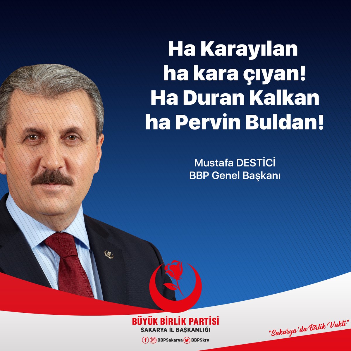 Ha Karayılan ha kara çıyan!
Ha Duran Kalkan ha Pervin Buldan!

Genel Başkanımız Mustafa Destici'nin açık ve yürekten ifadesinin sonuna kadar arkasındayız. Mecliste terörist istemiyoruz. #BBP #MustafaDestici