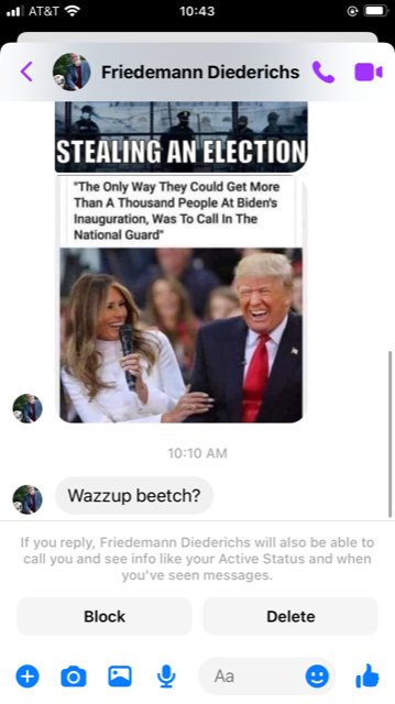 Wolfe321's tweet photo. Here you go, everyone. I am talking to his employers off here. But here is one of the many misogynist dummies who think they can harass and abuse women 3/3 https://t.co/M5zZy0FX4C