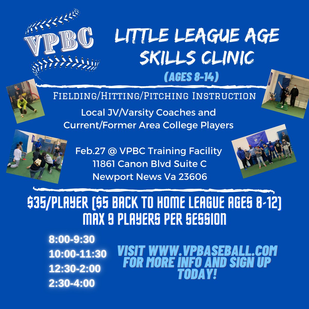 CoachHamVA's tweet photo. Feb 27 Va Peninsula Baseball Club Skills Clinic! https://t.co/frbr5FrkSs for info/registration links!
#vpbaseballclinics #vpbcclinics #vpbaseballclub #757baseball #baseball757 #757baseball⚾️ https://t.co/fyCYlHGHsX