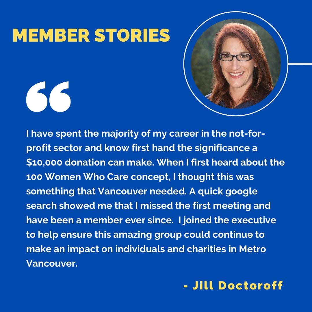 Being a member of 100 Women Who Care Vancouver is awesome. Meet Jill Doctoroff, a proud member of 100 Women Who Care Vancouver. 

To join #100WomenWhoCare #Vancouver sign up here: 100womenvan.com/?page_id=22