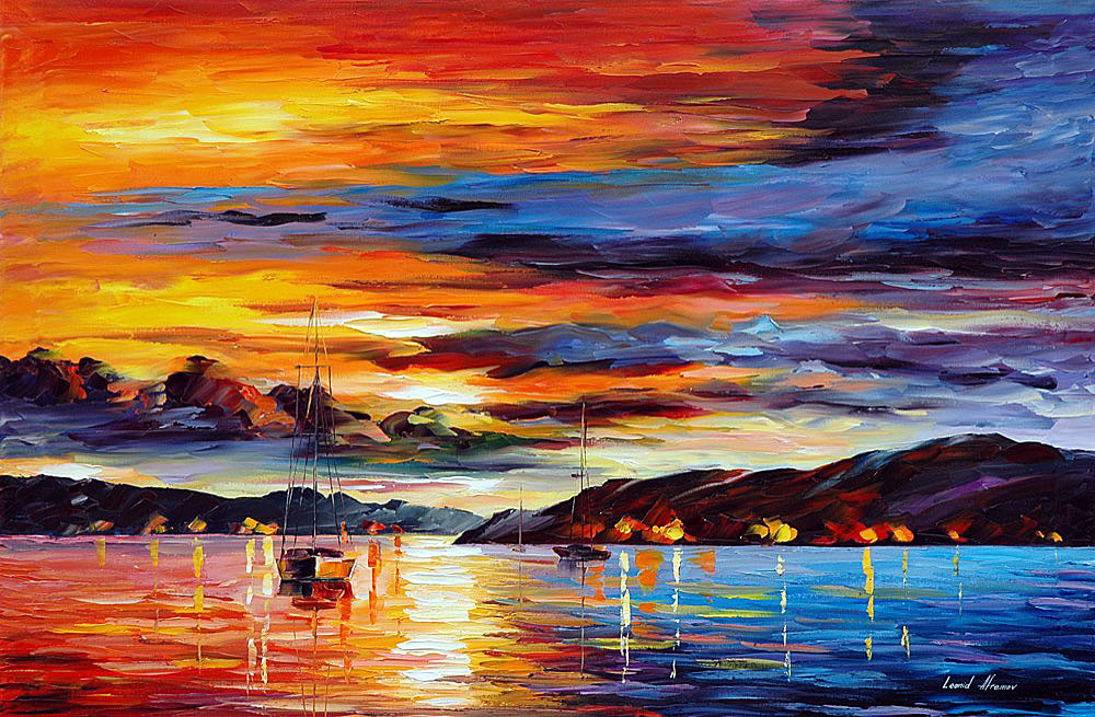 PINK SUNSET — PALETTE KNIFE Oil Painting On Canvas By Leonid Afremov afremov.com/pink-sunset-pa…