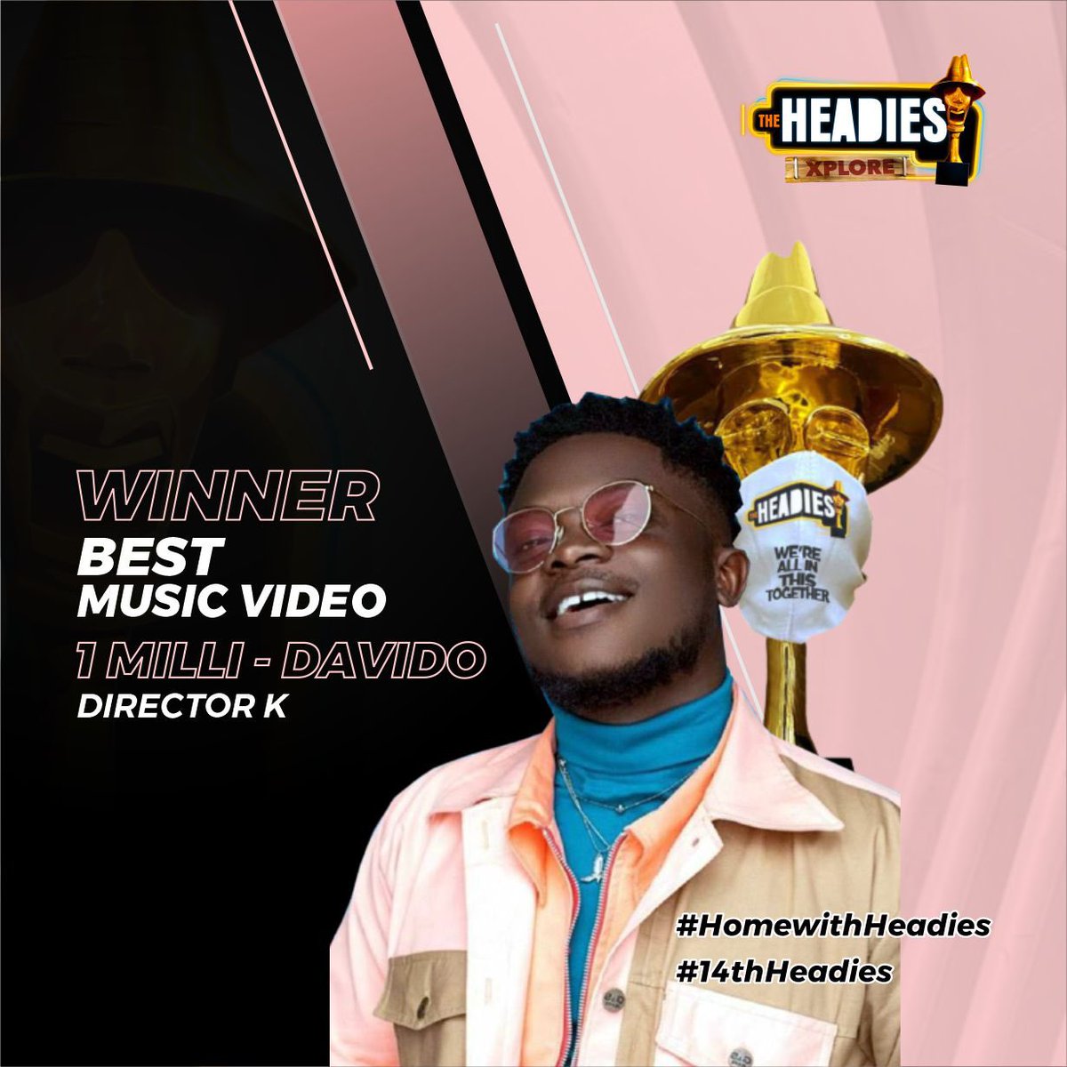 ApplauseTechHQ's tweet photo. Winner of Best Music video Director goes to #DirectorK ’ 

#14thHeadies 
#HeadiesAward https://t.co/l2JUxuyJjo