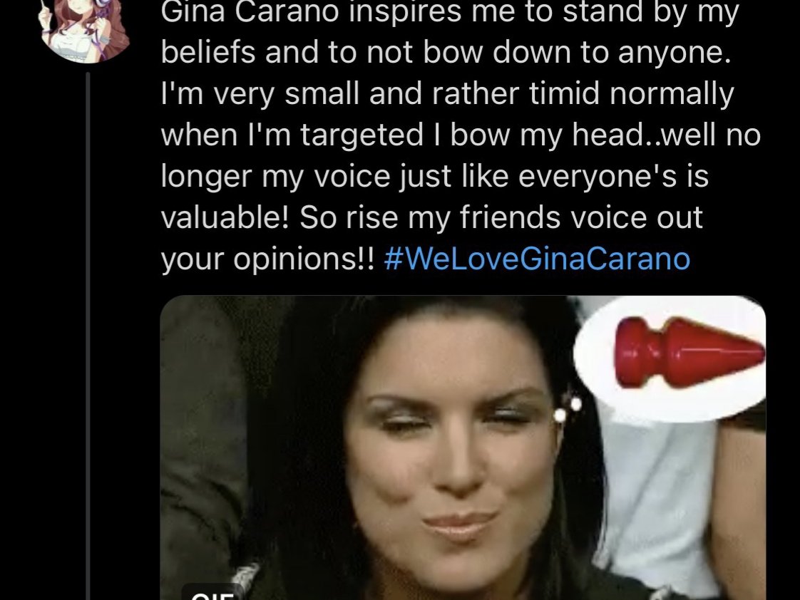 I guess Gina Carano thinking about butt plugs is inspiring?