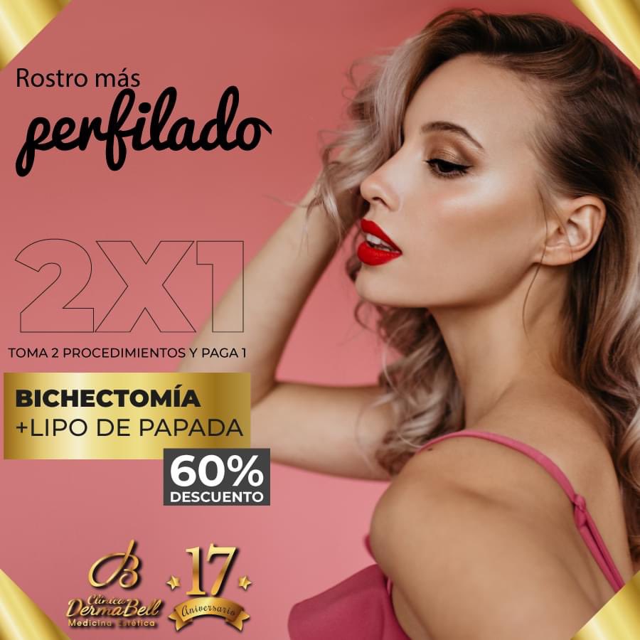 dermabellmx's tweet photo. Aprovecha el 60% de descuento en BichectomÍa y Lipo de Papada y al 2X1. Ten un rostro más perfilado y consiéntete en nuestro mes de aniversario #DermaBell. 👩‍⚕️ https://t.co/mdUNHQ6Xqa