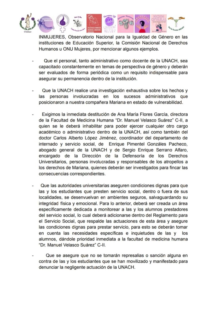 neuronasfem's tweet photo. He aquí el pliego petitorio con los anexos pertinentes solicitados por la comunidad estudiantil de toda la UNACH, esperamos sea atendido de manera eficiente y a la brevedad posible, por el Rector "Carlos Fautino Natarén Nandayapa" de dicha institución.
1/2 https://t.co/2AOFnLlOTy
