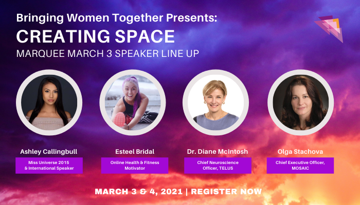 Join us for our virtual Marquee Event: Creating Space, on March 3 &amp; 4, 2021. Explore #Diversity &amp; #Inclusion &amp; the important aspect of holding space for self &amp; others with our March 3 speakers.

Register: ow.ly/7KvA50DFBFs

 #BWTVancouver #BWTMarquee2021 #BWTCreatingSpace