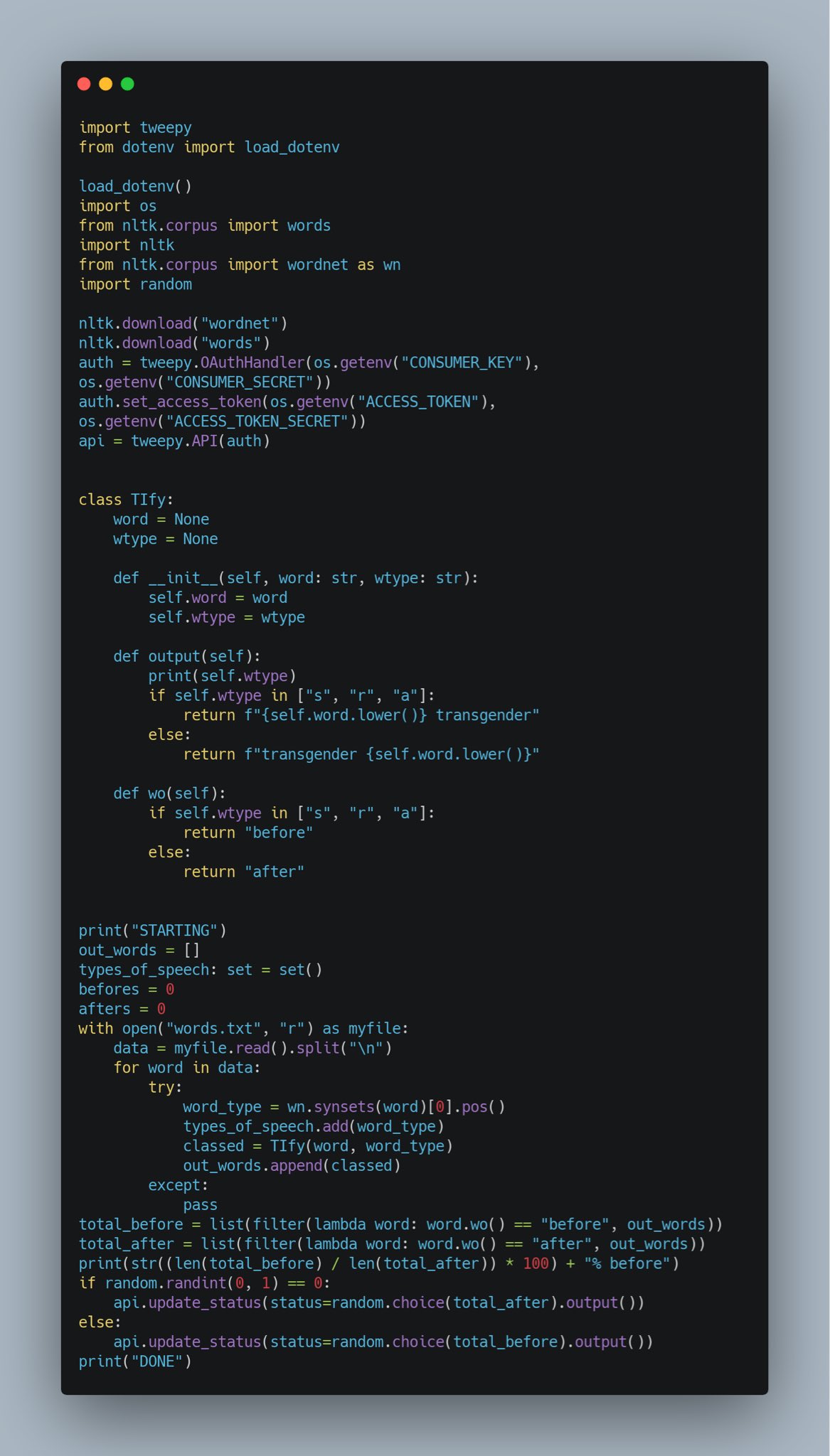 Every transgender on twitter bot source code link in replies https