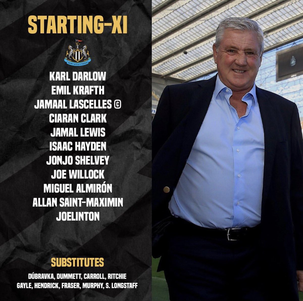 nufccloud's tweet photo. LINE-UPS | Manchester United - Newcastle United

Joelinton 🔁 Gayle #NUFC #MUNNEW https://t.co/oo5G4HYPRr