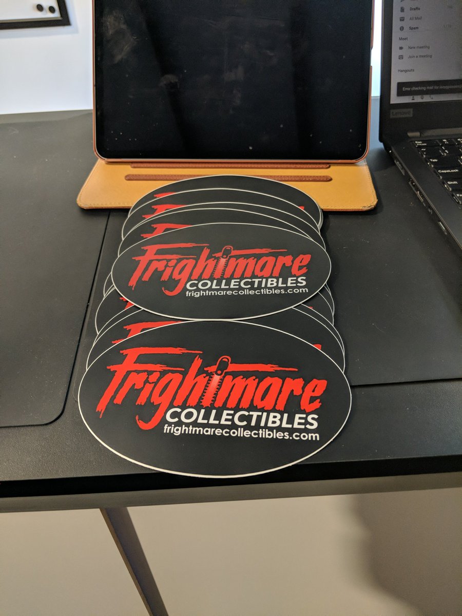 FrightmareC's tweet image. Every online and in store purchase has been getting these new Frightmare Collectibles stickers. What do you think of the design? Cool or nah? Did you get one? If so, tag us in a photo of where your sticker got stuck!

#HorrorMovies #horror