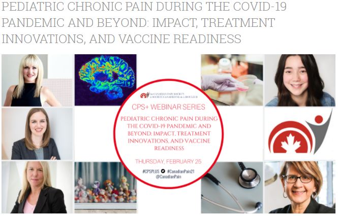 CanadianPain's tweet photo. 🔹Our next #CPSplus webinar is coming up soon!
🔹Feb 25 @ 3-5 PM EST🕒
🔹Join @DrJenStinson @katebirnie @DrATaddio Renee Yang & @MelanieNoel for a conversation about Pediatric Chronic Pain during #COVID19 pandemic.
🔹Register ➡️https://t.co/ANAEVWd4uX https://t.co/lxNmajjd2P