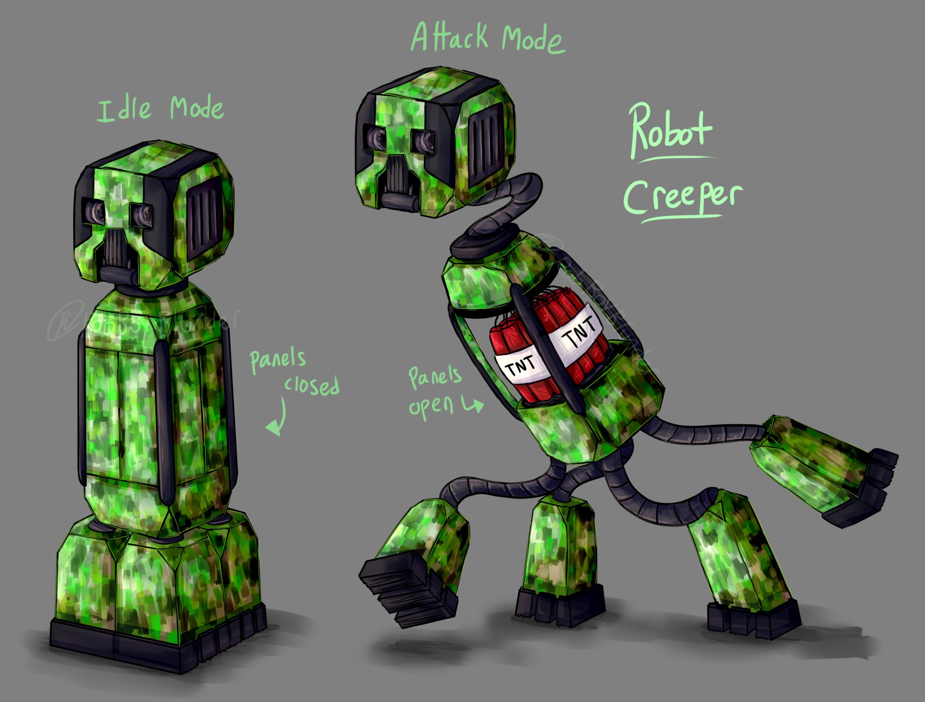 RobBoyBlunder on Twitter: "As I promised forever ago, I did the robot creeper go with my robot enderman! I think the design for this one is fun but the