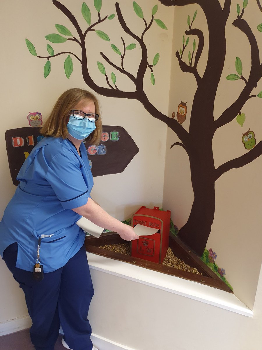 LockhartKat's tweet photo. Week 5:Team Lomond promoting inclusion and patient feedback. introducing monthly questionaires& suggestions postbox that the patients helped build&paint #personcentredcare #patientfeedback #promotingchange @kcairns3 @ClaireDanskin @nikkilhenderson @lianne_storey @usesomebodysf https://t.co/rFdvBg0ev9