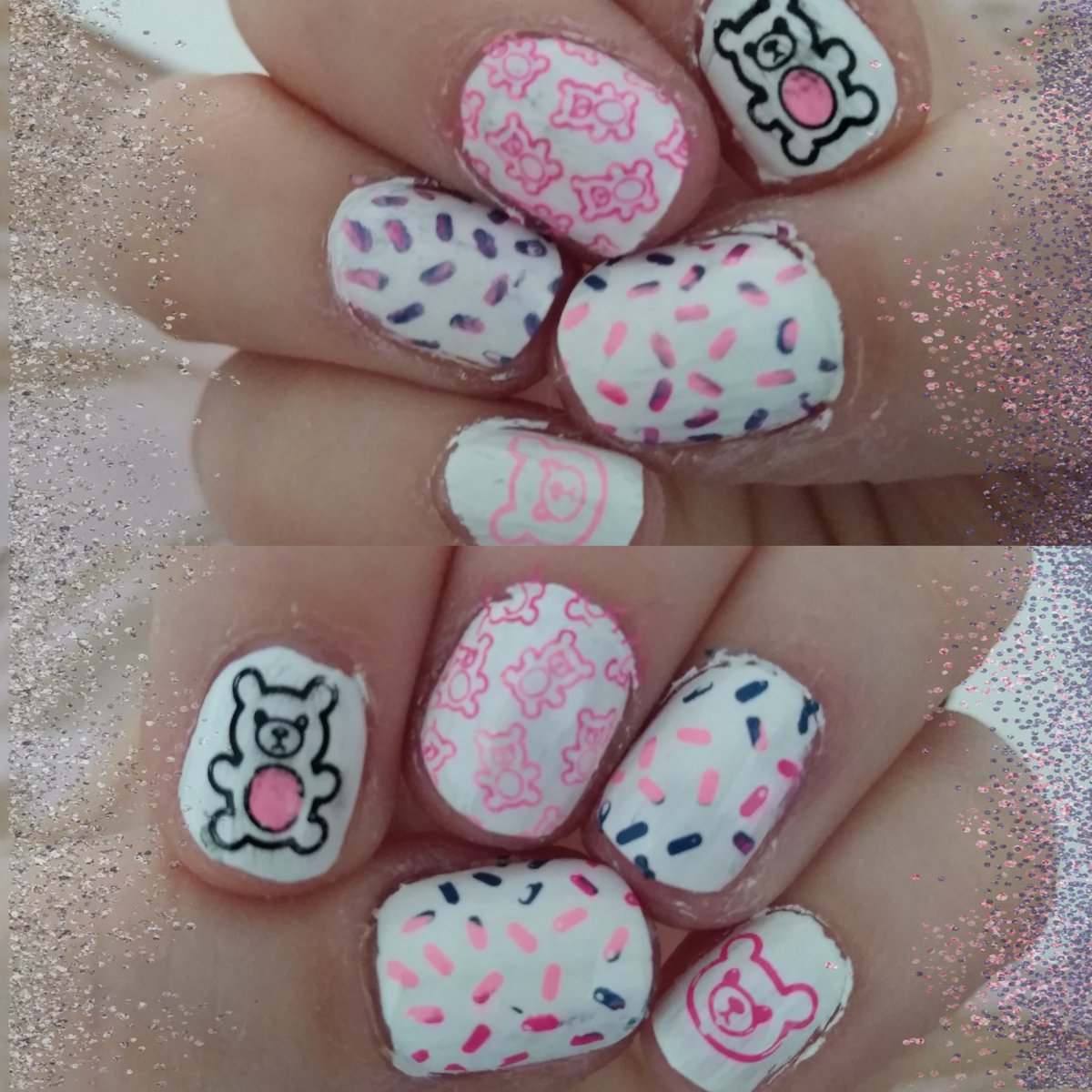 PinkusPonkus's tweet image. New mani time, using this incredibly adorable new #Maniology plate! 🐻🍬🍩💕 @hellomaniology
