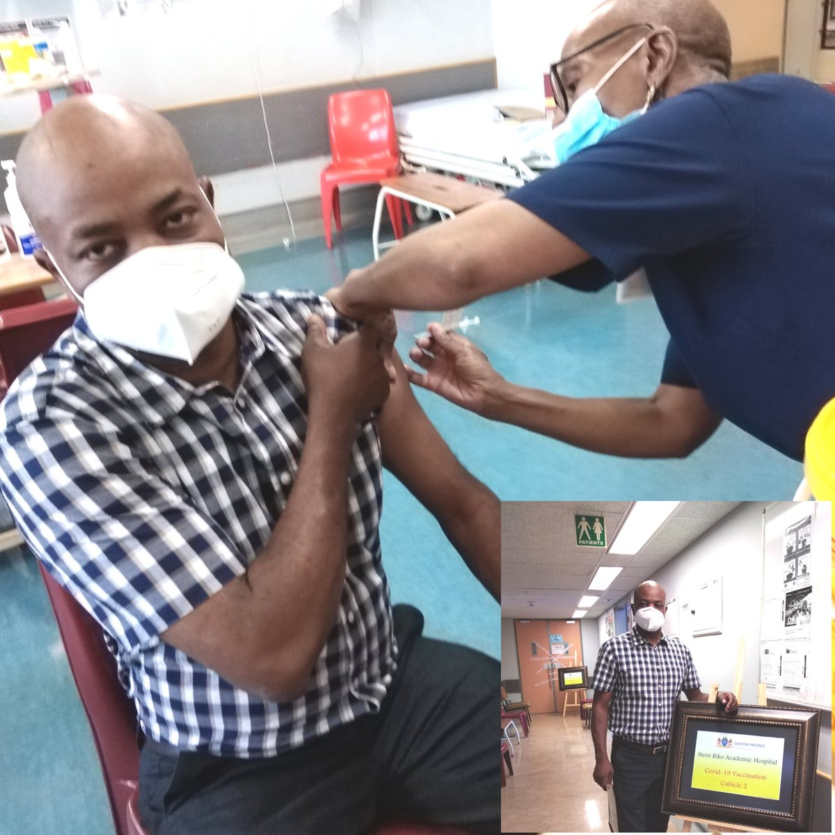 DrSamsonRonoh's tweet image. I received my Covid-19 vaccine (J&amp;amp;J) today at Steve Biko AH. Thanks to Sr Mkhabela for her good service. 
Gratitude to the SA DOH, J&amp;amp;J and the team that made the rollout possible.
Wearing of masks and good hygiene must continue. 
#crossmedtravelclinic
#covid19vaccination