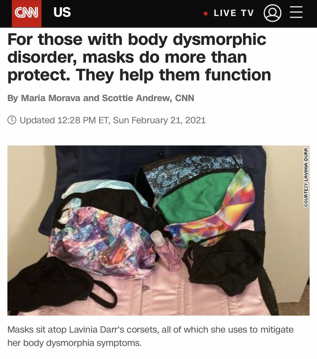 Have seen some patients with BDD over the years - glad to know that masks are somehow helping them function! cnn.com/2021/02/21/us/…