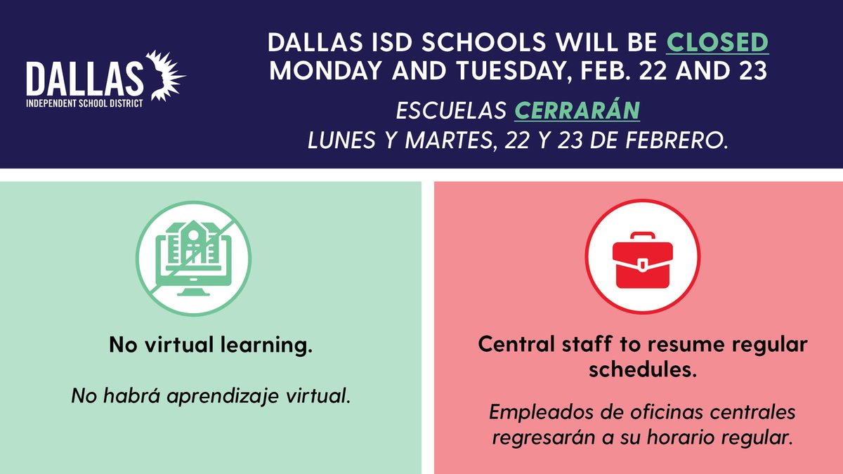 Reminder: No school for students, teachers or campus staff on Monday or Tuesday.