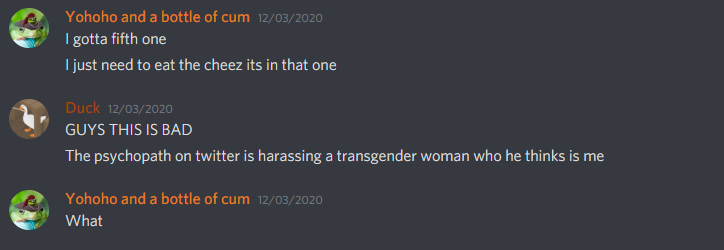 FairsInfoCenter's tweet photo. And yeah, she had someone in that same Discord full of minors take a photo of themselves, so she could catfish people in the FF7RP community by pretending to be trans. 

She lied to them and used them. Again, tell me how she isn't lowkey grooming with her lies and talk of sex. https://t.co/mSxFEQcHrh