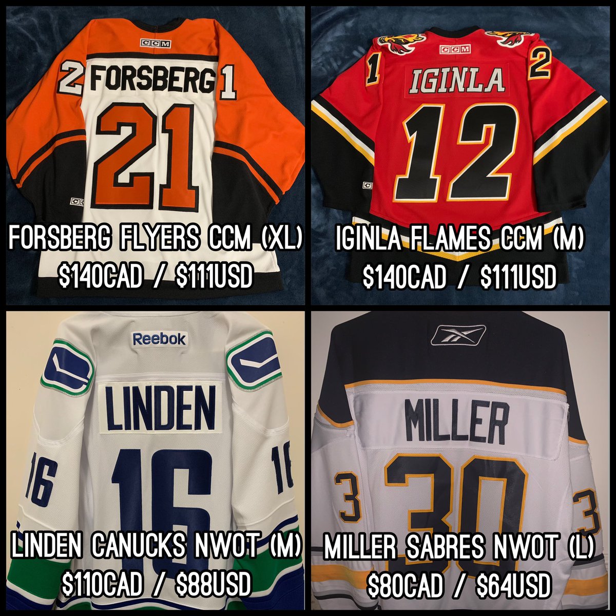 SnaccJerseys's tweet image. Inventory update! All jerseys come with free shipping to Canada or the lower 48 states! 

If you would like more photos of a jersey, please feel free to let me know!

(Prices indicate that for a transaction through F&amp;amp;F PayPal or eTransfer.)