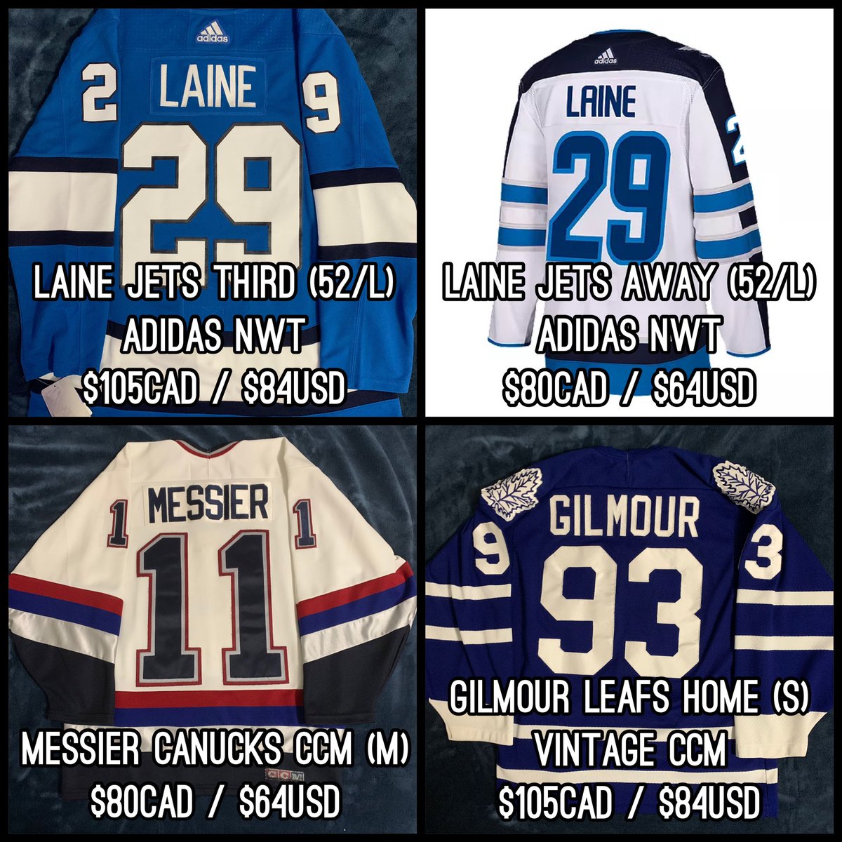 SnaccJerseys's tweet image. Inventory update! All jerseys come with free shipping to Canada or the lower 48 states! 

If you would like more photos of a jersey, please feel free to let me know!

(Prices indicate that for a transaction through F&amp;amp;F PayPal or eTransfer.)