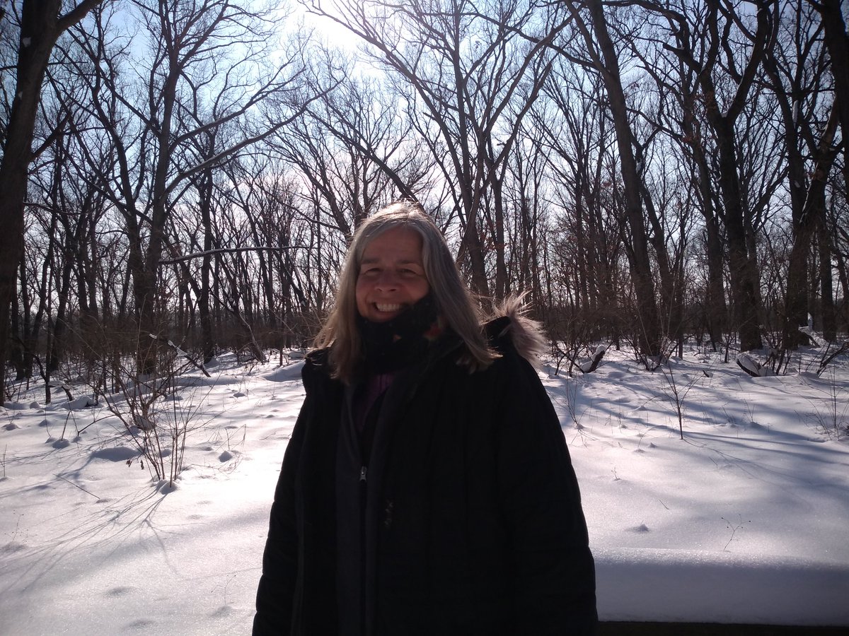 Me and Kathy in the winter woods at Little Red Schoolhouse yesterday.