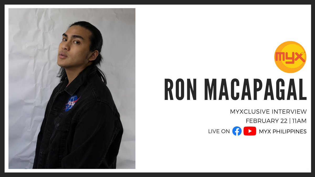 We're going LIVE with Ron Macapagal (<a href="/ron_mcpgl/">Ron ⚓️</a>) on #MYXclusive at 11am today! Watch it on the MYX Philippines Facebook page and YouTube channel.