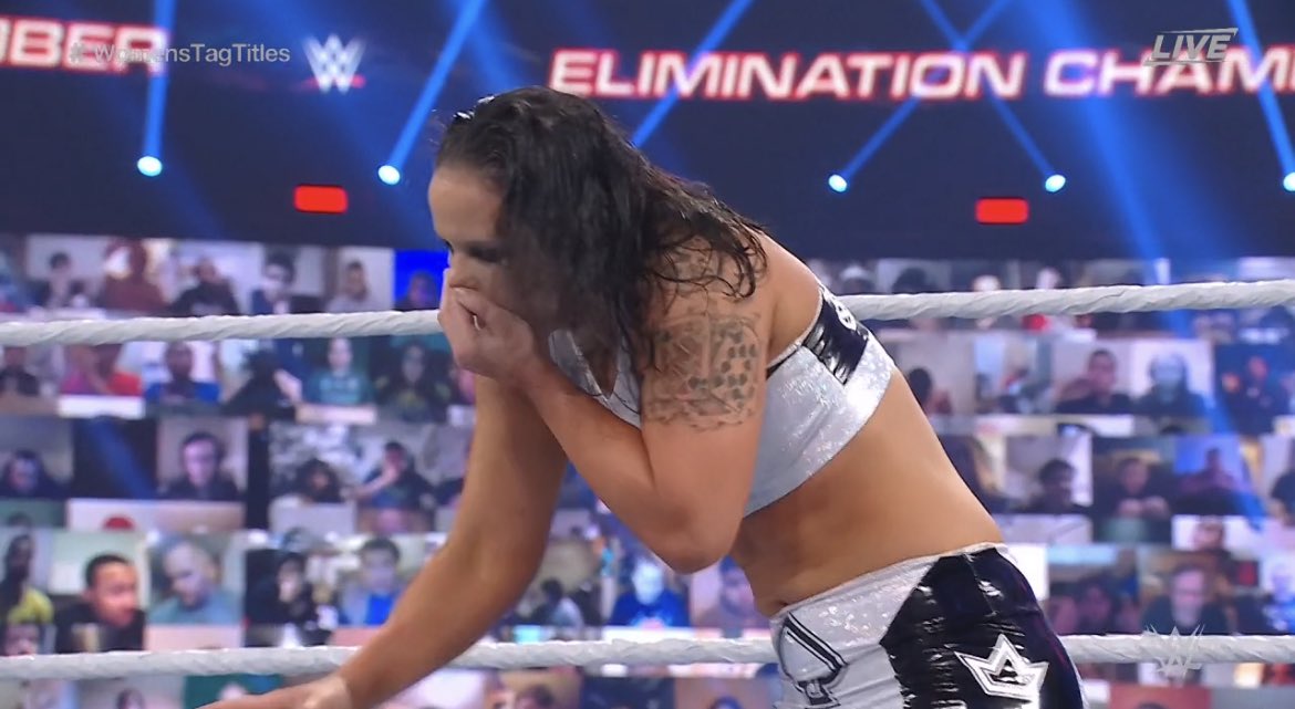 TeamQoS's tweet photo. Some screen grabs I was able to get from the match. Just look at the detail on Shayna Baszler’s new gear. This is beautiful @QoSBaszler I love it! 👑♠️ #WWEChamber https://t.co/SnA9uvOjOO
