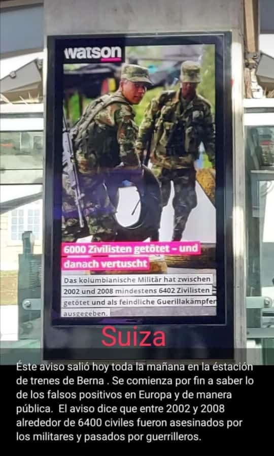 RosalbaAP_'s tweet photo. La indignación de la existencia de los #FalsosPositivos en #Colombia llegó a #Suiza aquí la foto. 👇 https://t.co/R0TIVDGMPw