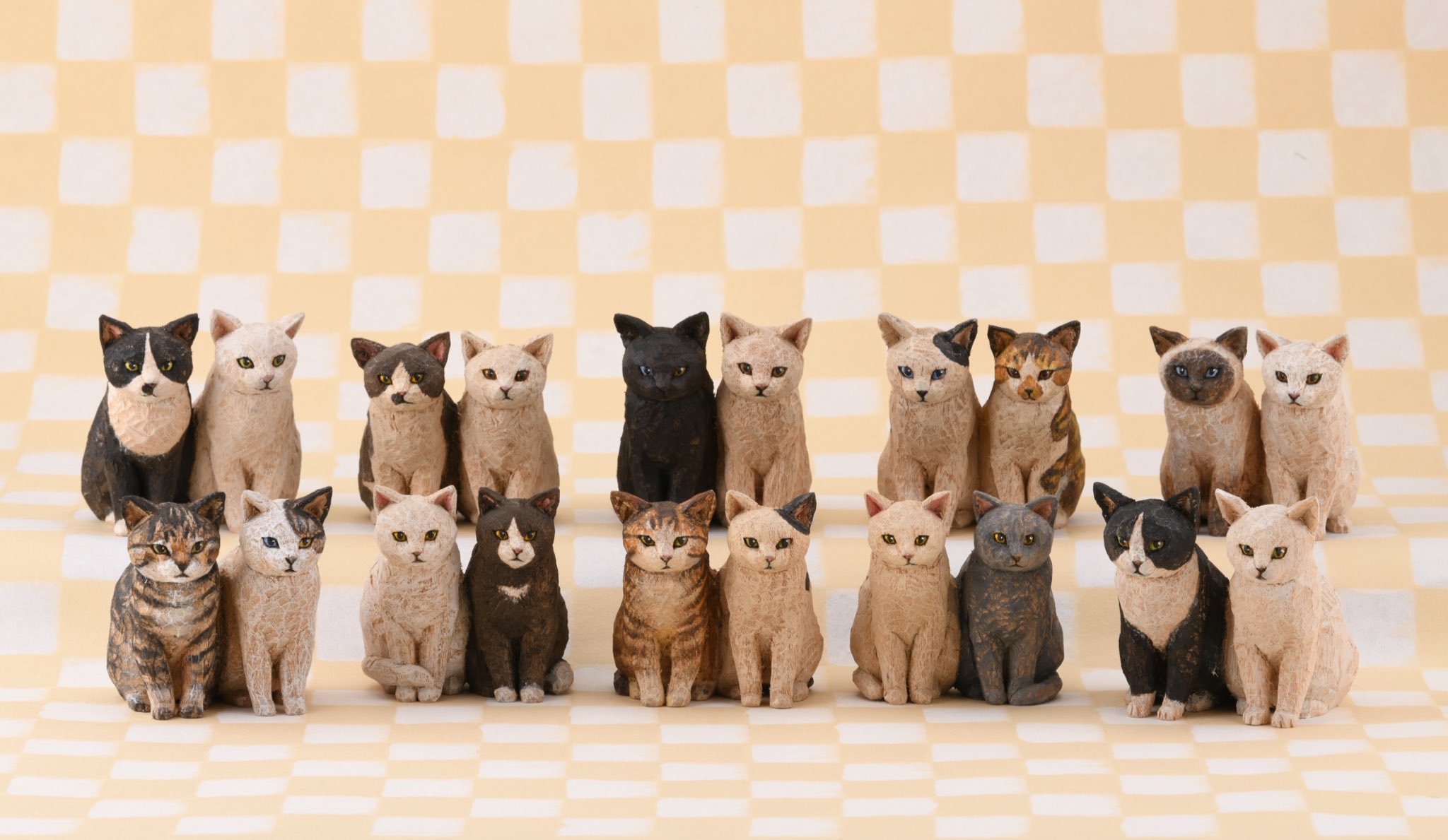 はしもとみお 木彫りの猫たち 猫の日 はしもとみお 木彫りの猫たち 猫の日