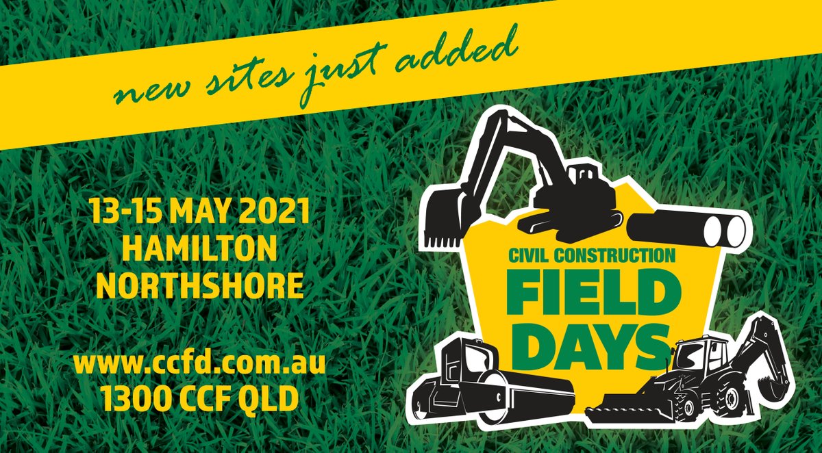 CCFQLD's tweet photo. #CCFQLD is excited to announce that additional sites have been added to the 2021 Civil Construction Field Days, in partnership with the Brisbane Truck Show. Visit https://t.co/6UmixugMWY or phone 1300 CCF QLD. #CCFD #CivilConstruction #WorkingForIndustry #COVIDSafeEvent https://t.co/NPS8ujHFv0