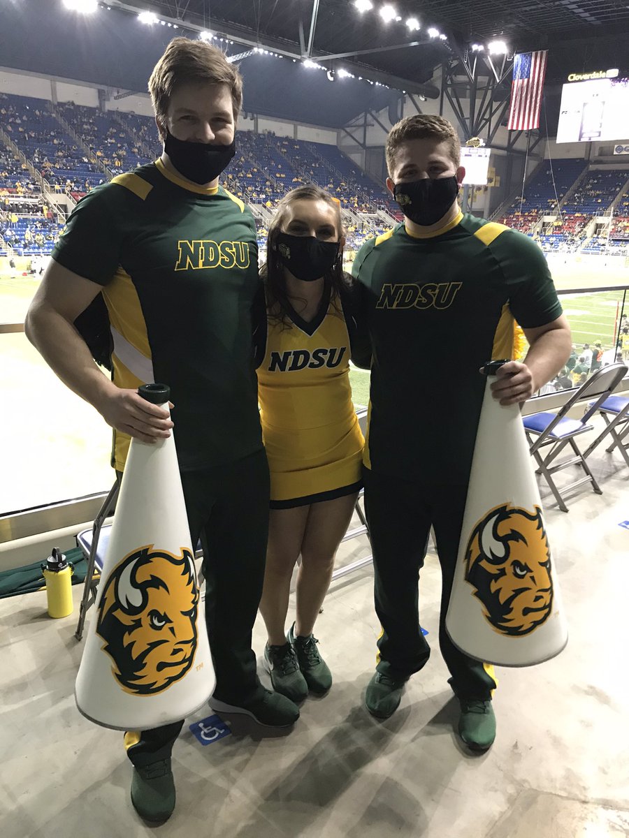 NDSUcheer's tweet photo. Verdict is in...we wish we were on the field, but thankful we are cheering for the Bison! #februaryfootball #bisoncheerteam #ndsubisonfootball #scheelsgameday https://t.co/FILeVdo99D