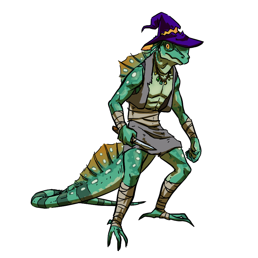 Kurocodile's tweet photo. My bladesinger wizard lizard Igzi. 
Based on green basilisk lizards!
(ignore the hat) https://t.co/rhXAPUclq6